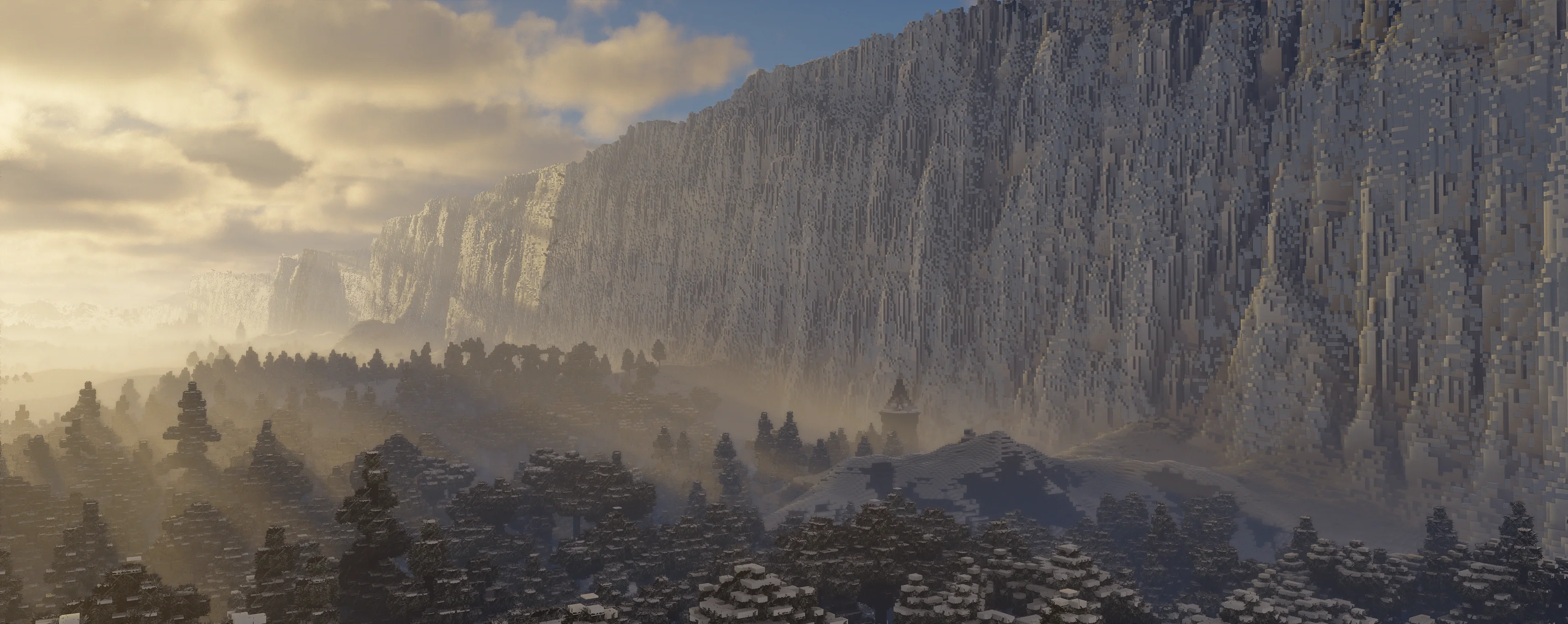 The Wall, the colossal ice fortification on the northern frontier of Westeros, recreated block by block in Minecraft